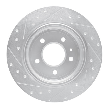 R1 Concepts R1 87-92 BMW 735IL Rear Right Drilled & Slotted Silver Brake Rotor