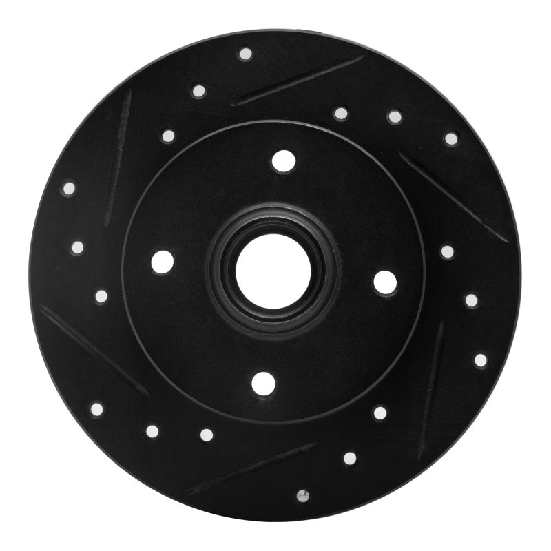 R1 Concepts R1 85-02 Volkswagen Cabrio Rear Left Drilled & Slotted Black Brake Rotor