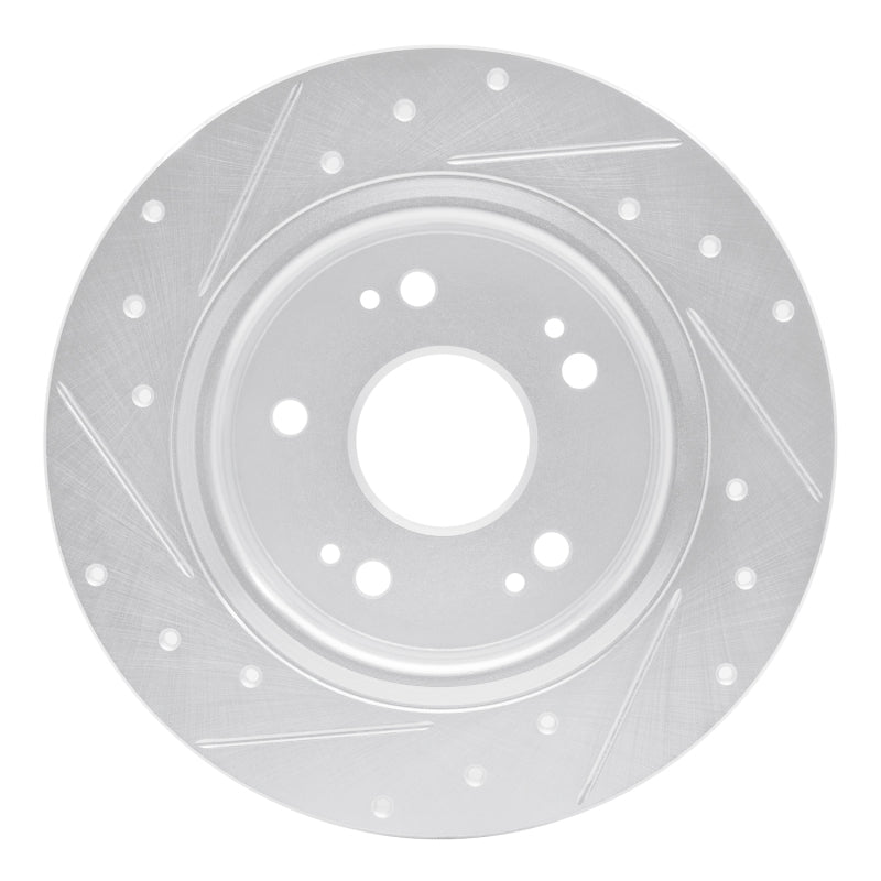 R1 Concepts R1 16-16 Honda CR-Z Rear Right Drilled & Slotted Silver Brake Rotor