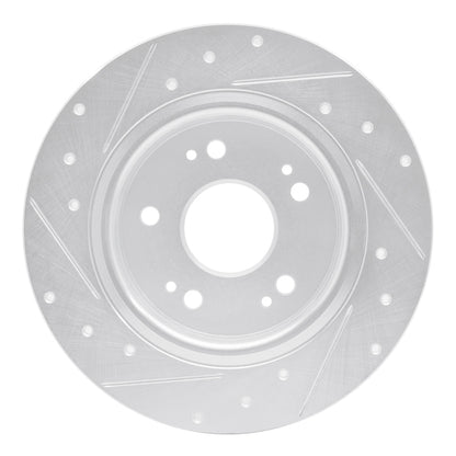 R1 Concepts R1 16-16 Honda CR-Z Rear Right Drilled & Slotted Silver Brake Rotor