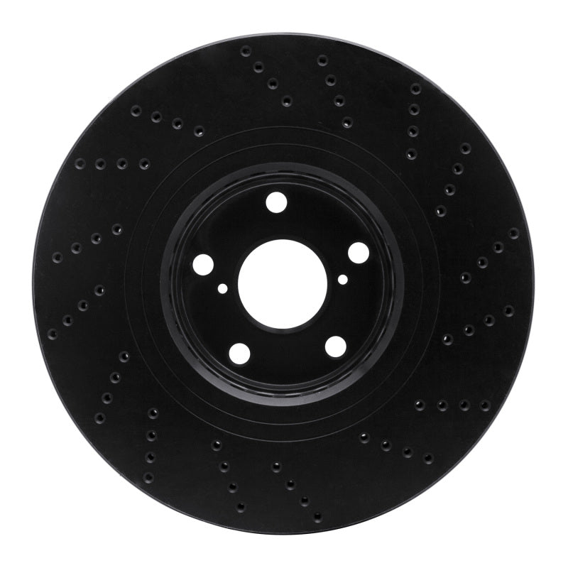 R1 Concepts R1 07-11 Lexus GS350 Left Front Drilled Black Brake Rotor