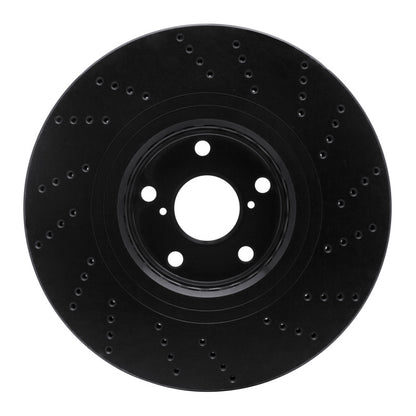 R1 Concepts R1 07-11 Lexus GS350 Left Front Drilled Black Brake Rotor