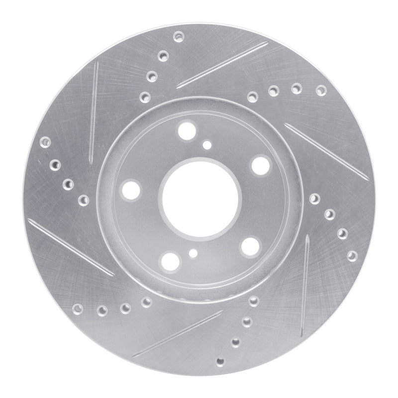 R1 Concepts R1 92-06 Lexus ES300 Front Right Drilled & Slotted Silver Brake Rotor