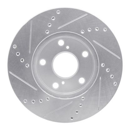 R1 Concepts R1 92-06 Lexus ES300 Front Right Drilled & Slotted Silver Brake Rotor