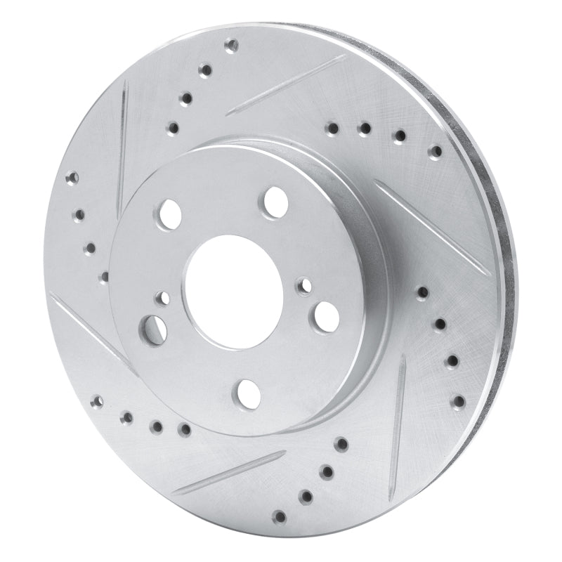 R1 Concepts R1 94-00 Toyota Celica Front Left Drilled & Slotted Silver Brake Rotor
