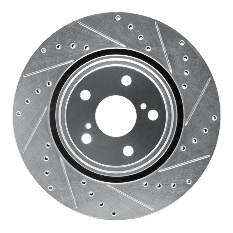 R1 Concepts R1 08-21 Lexus NX200T Front Right Drilled & Slotted Silver Brake Rotor