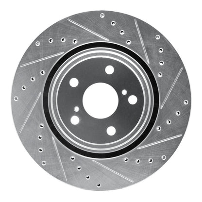R1 Concepts R1 08-21 Lexus NX200T Front Right Drilled & Slotted Silver Brake Rotor