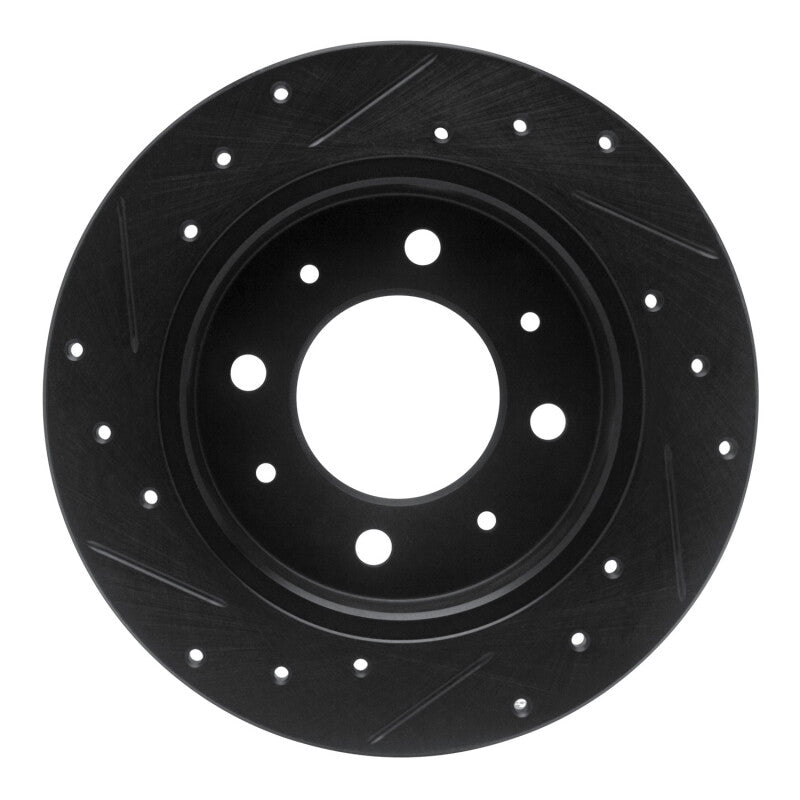 R1 Concepts R1 04-09 Kia Spectra Rear Right Drilled & Slotted Black Brake Rotor