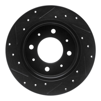 R1 Concepts R1 04-09 Kia Spectra Rear Right Drilled & Slotted Black Brake Rotor