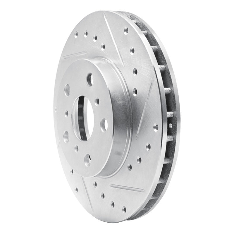 R1 Concepts R1 87-91 Toyota Camry Front Right Drilled & Slotted Silver Brake Rotor