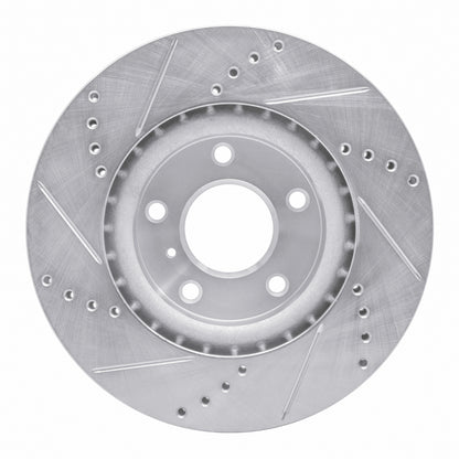 R1 Concepts R1 03-05 Infiniti G35 Front Right Drilled & Slotted Silver Brake Rotor