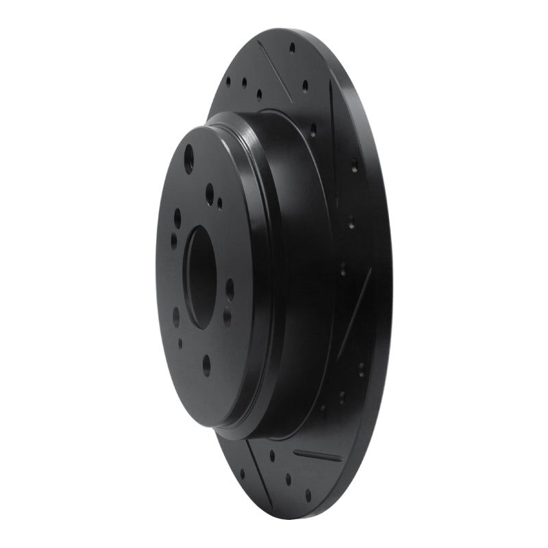 R1 Concepts R1 07-17 Acura MDX Rear Right Drilled & Slotted Black Brake Rotor