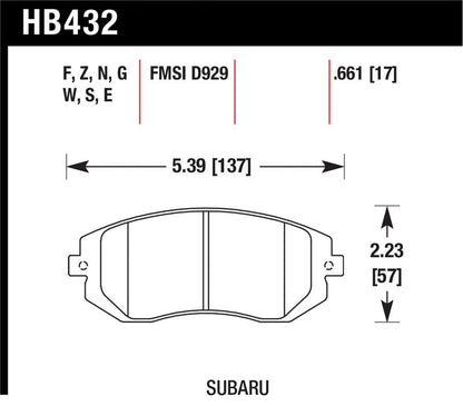 Hawk Performance Hawk 03-05 WRX / 08 WRX / 09 Legacy 2.5i NA ONLY D929 HPS Street Front Brake Pads