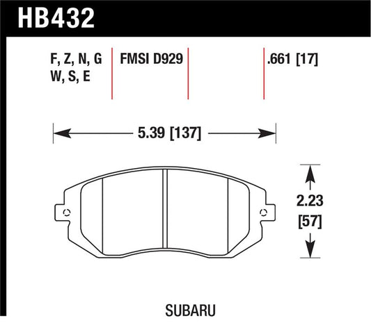 Hawk Performance Hawk 03-05 WRX / 08 WRX / 09 Legacy 2.5i NA ONLY D929 HPS Street Front Brake Pads