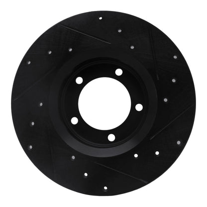 R1 Concepts R1 75-83 Toyota Pickup Front Left Drilled & Slotted Black Brake Rotor