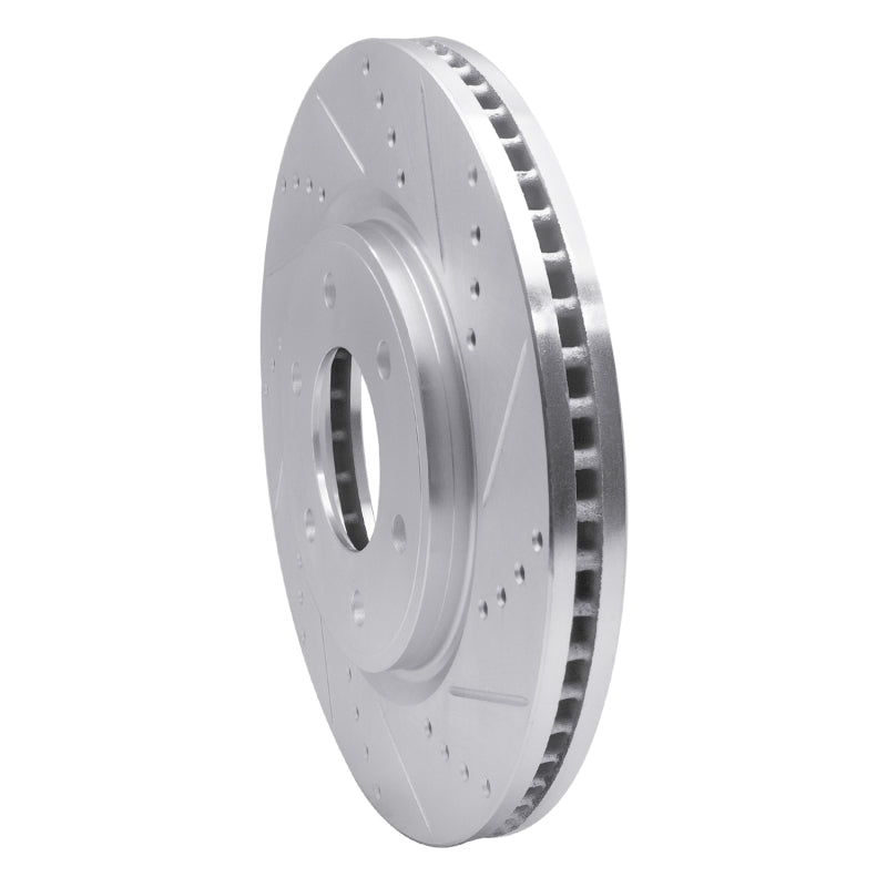 R1 Concepts R1 07-24 Infiniti QX56 Front Right Drilled & Slotted Silver Brake Rotor