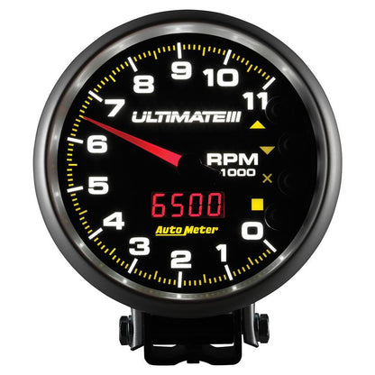 AutoMeter Gauge Tach 5in. 11K RPM Pedestal Datalogging Ultimate IIi Playback Black