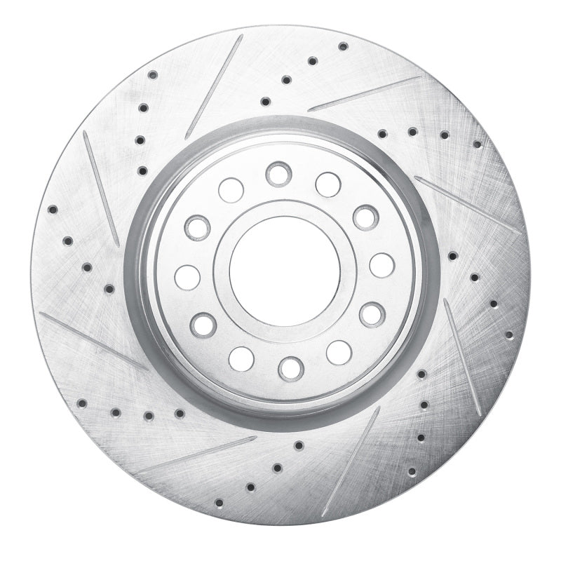 R1 Concepts R1 2019-2025 Ram 1500 Front Left Drilled & Slotted Silver Brake Rotor