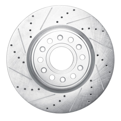 R1 Concepts R1 2019-2025 Ram 1500 Front Left Drilled & Slotted Silver Brake Rotor