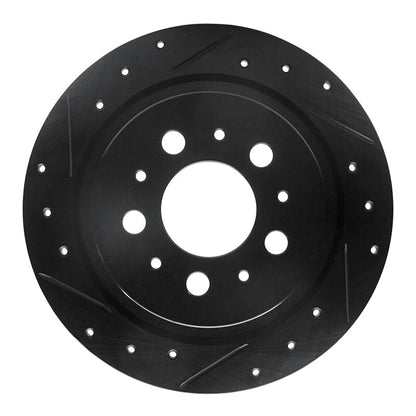 R1 Concepts R1 97-98 Volvo V90 Rear Left Drilled & Slotted Black Brake Rotor