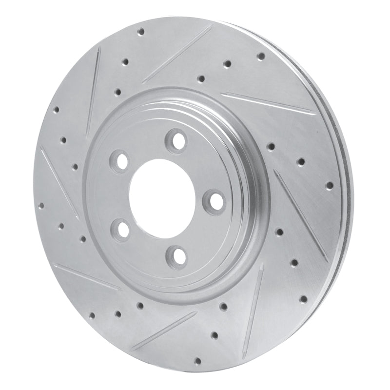 R1 Concepts R1 06-10 Jaguar XF Front Left Drilled & Slotted Silver Brake Rotor