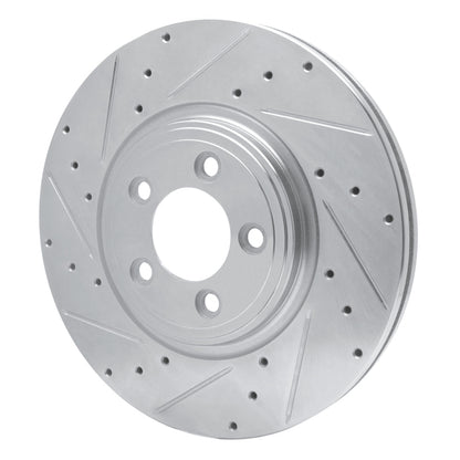 R1 Concepts R1 06-10 Jaguar XF Front Left Drilled & Slotted Silver Brake Rotor