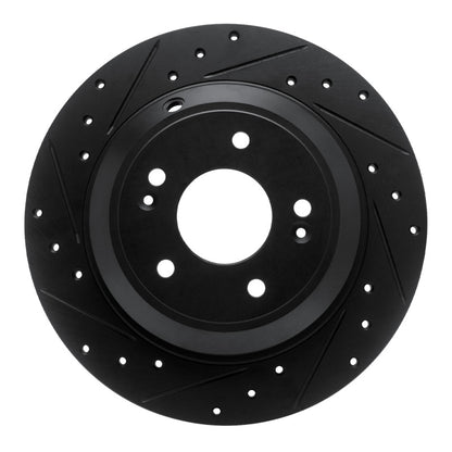 R1 Concepts R1 18-23 Genesis G70 Rear Left Drilled & Slotted Black Brake Rotor