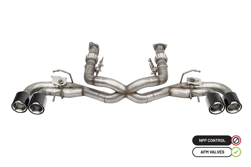 CORSA Performance Corsa 2020-2025 Chevrolet Corvette C8 RWD 3in Delete 4 Valve Cat-Back w/NPP w/4.5in CF Polished Tips
