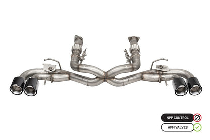 CORSA Performance Corsa 2020-2025 Chevrolet Corvette C8 RWD 3in Delete 4 Valve Cat-Back w/NPP w/4.5in CF Polished Tips