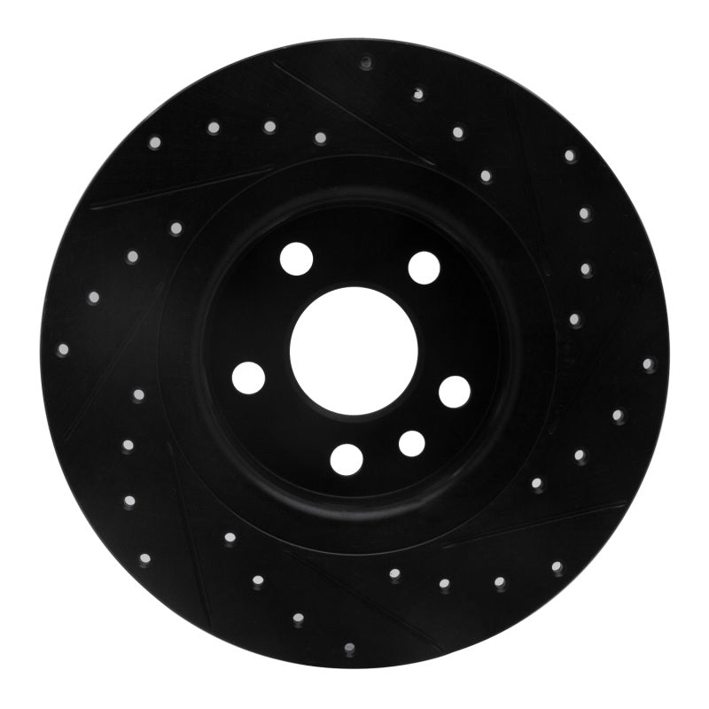 R1 Concepts R1 15-20 Jaguar E-Pace Rear Left Drilled & Slotted Black Brake Rotor