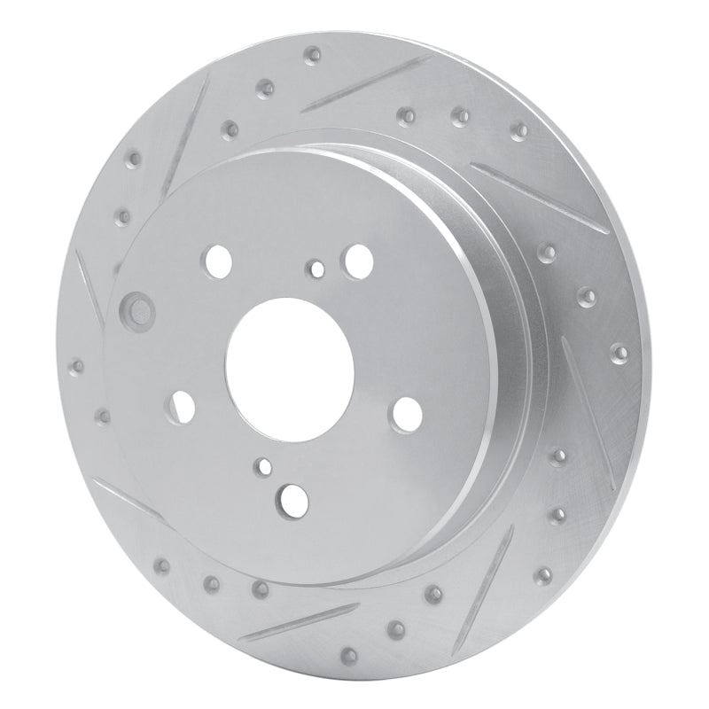 R1 Concepts R1 12-20 Toyota Mirai Rear Left Drilled & Slotted Silver Brake Rotor