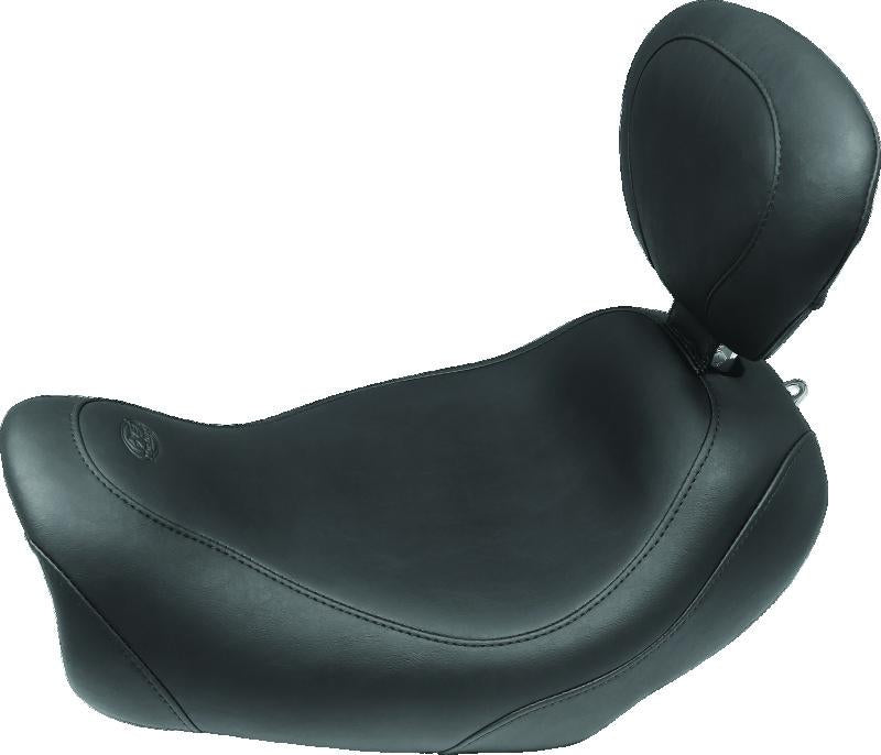 Mustang Motorcycle Mustang 14-17 Harley Fat Bob Wide Tripper Solo Seat w/Driver Backrest - Black