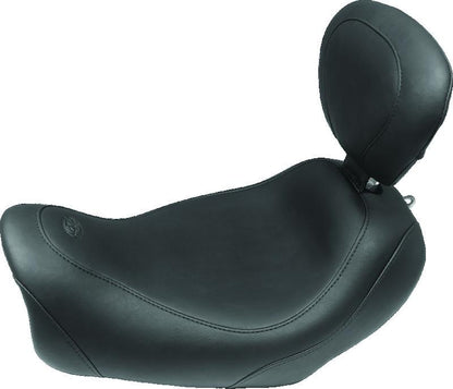 Mustang Motorcycle Mustang 14-17 Harley Fat Bob Wide Tripper Solo Seat w/Driver Backrest - Black