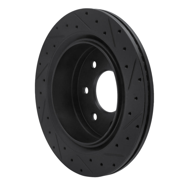 R1 Concepts R1 12-14 Ford F-150 4WD Rear Left Drilled & Slotted Black Brake Rotor