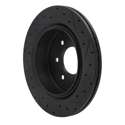 R1 Concepts R1 12-14 Ford F-150 4WD Rear Left Drilled & Slotted Black Brake Rotor