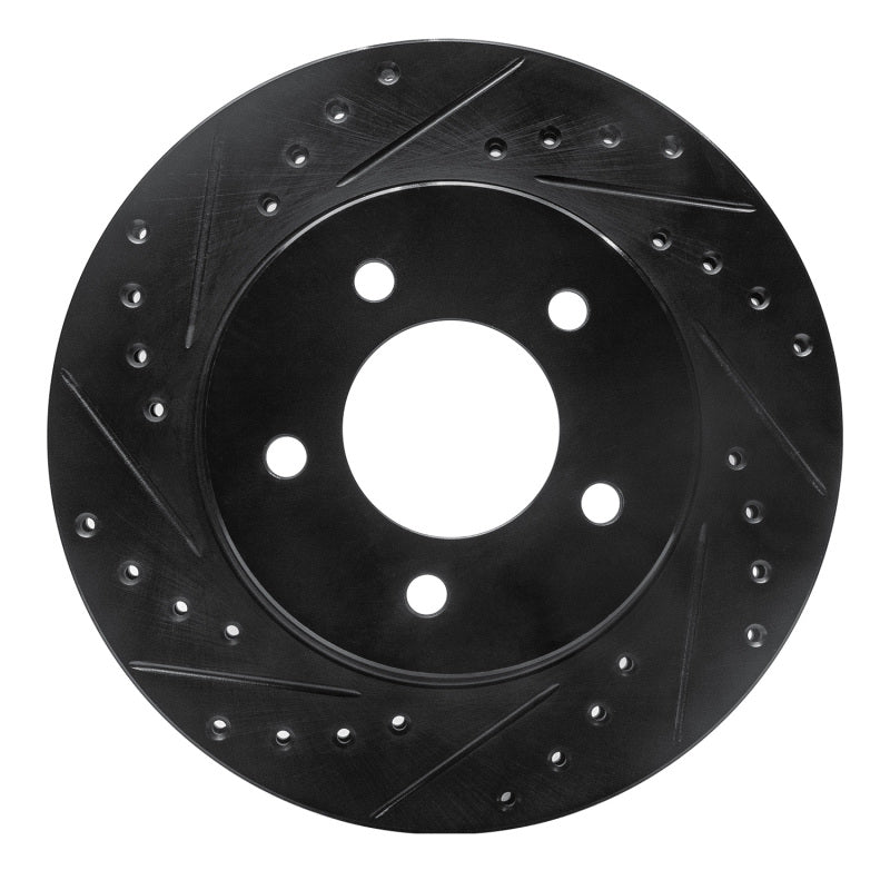 R1 Concepts R1 87-90 Dodge Dakota 4WD Front Left Drilled & Slotted Black Brake Rotor