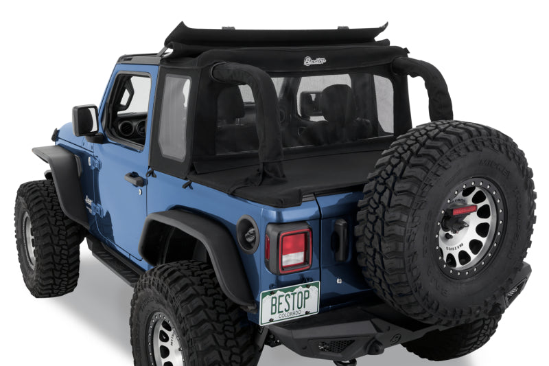 Bestop 18-23 Jeep Wrangler JL 2-Door Halftop Soft Top (Premium Black Twill)