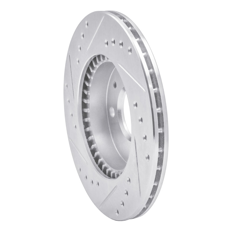 R1 Concepts R1 95-00 Nissan Sentra Front Right Drilled & Slotted Silver Brake Rotor