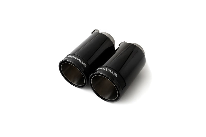 Remus Stainless Steel 98mm Straight Black Chrome w/Carbon Insert Tail Pipe Set (Quad Tips)
