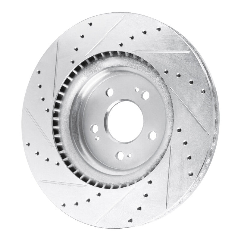 R1 Concepts R1 21-25 Genesis GV70 Front Right Drilled & Slotted Silver Brake Rotor