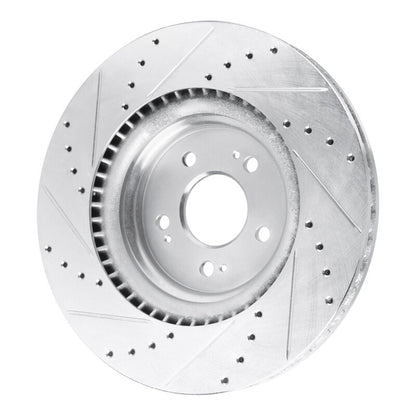 R1 Concepts R1 21-25 Genesis GV70 Front Right Drilled & Slotted Silver Brake Rotor