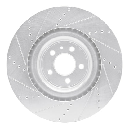 R1 Concepts R1 13-14 Ford Mustang Front Right Drilled & Slotted Silver Brake Rotor