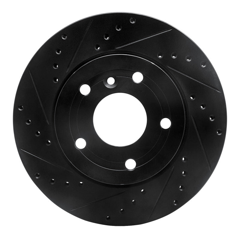 R1 Concepts R1 94-02 Land Rover Range Rover Front Left Drilled & Slotted Black Brake Rotor