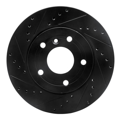 R1 Concepts R1 94-02 Land Rover Range Rover Front Left Drilled & Slotted Black Brake Rotor