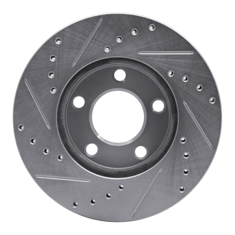 R1 Concepts R1 94-04 Ford Mustang Front Right Drilled & Slotted Silver Brake Rotor