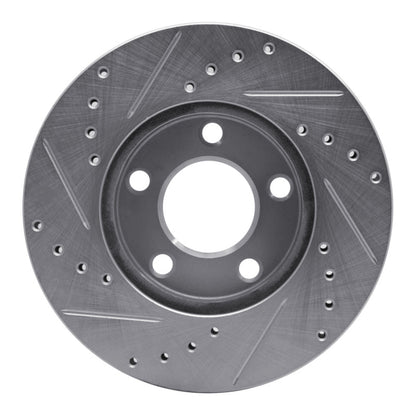 R1 Concepts R1 94-04 Ford Mustang Front Right Drilled & Slotted Silver Brake Rotor