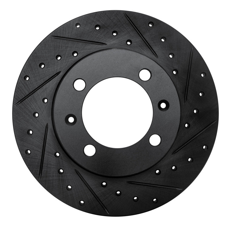 R1 Concepts R1 81-87 Saab 900 Front Right Drilled & Slotted Black Brake Rotor