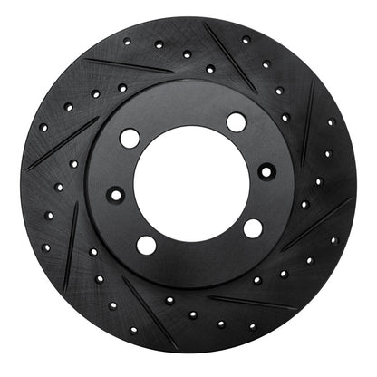 R1 Concepts R1 81-87 Saab 900 Front Right Drilled & Slotted Black Brake Rotor