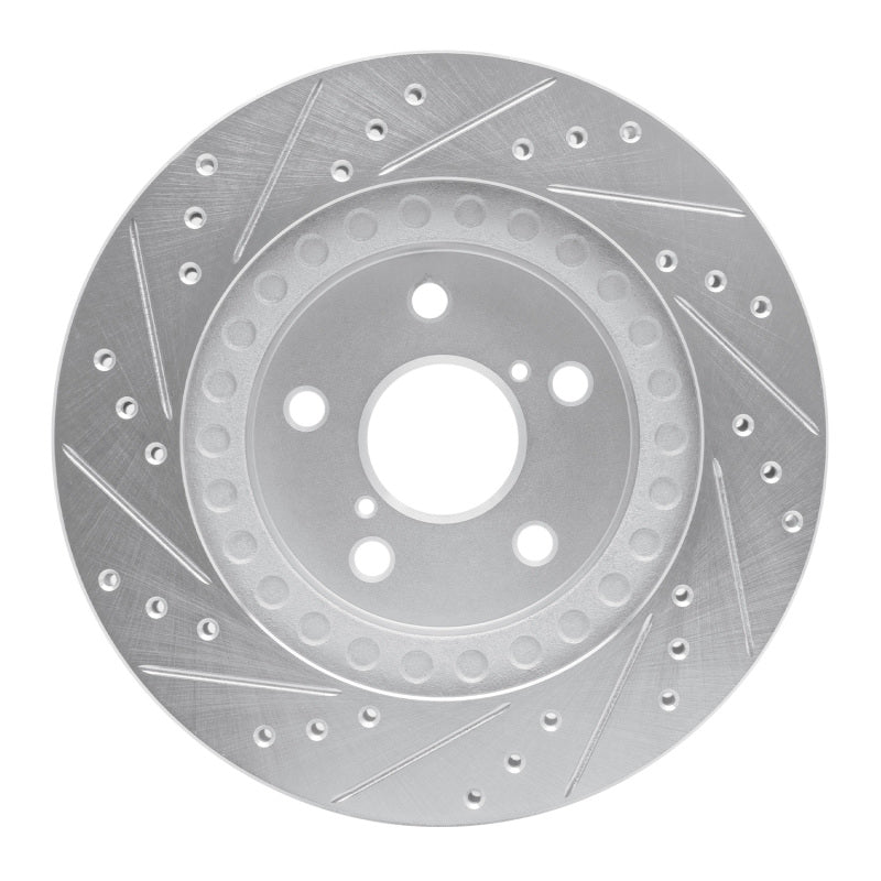 R1 Concepts R1 96-03 Toyota RAV4 Front Right Drilled & Slotted Silver Brake Rotor