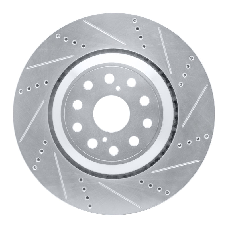 R1 Concepts R1 07-23 Lexus LS600h Left Front Drilled & Slotted Silver Brake Rotor